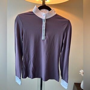 NWOT Equiline Purple / Plum Long Sleeve Polo Shirt with White Collar